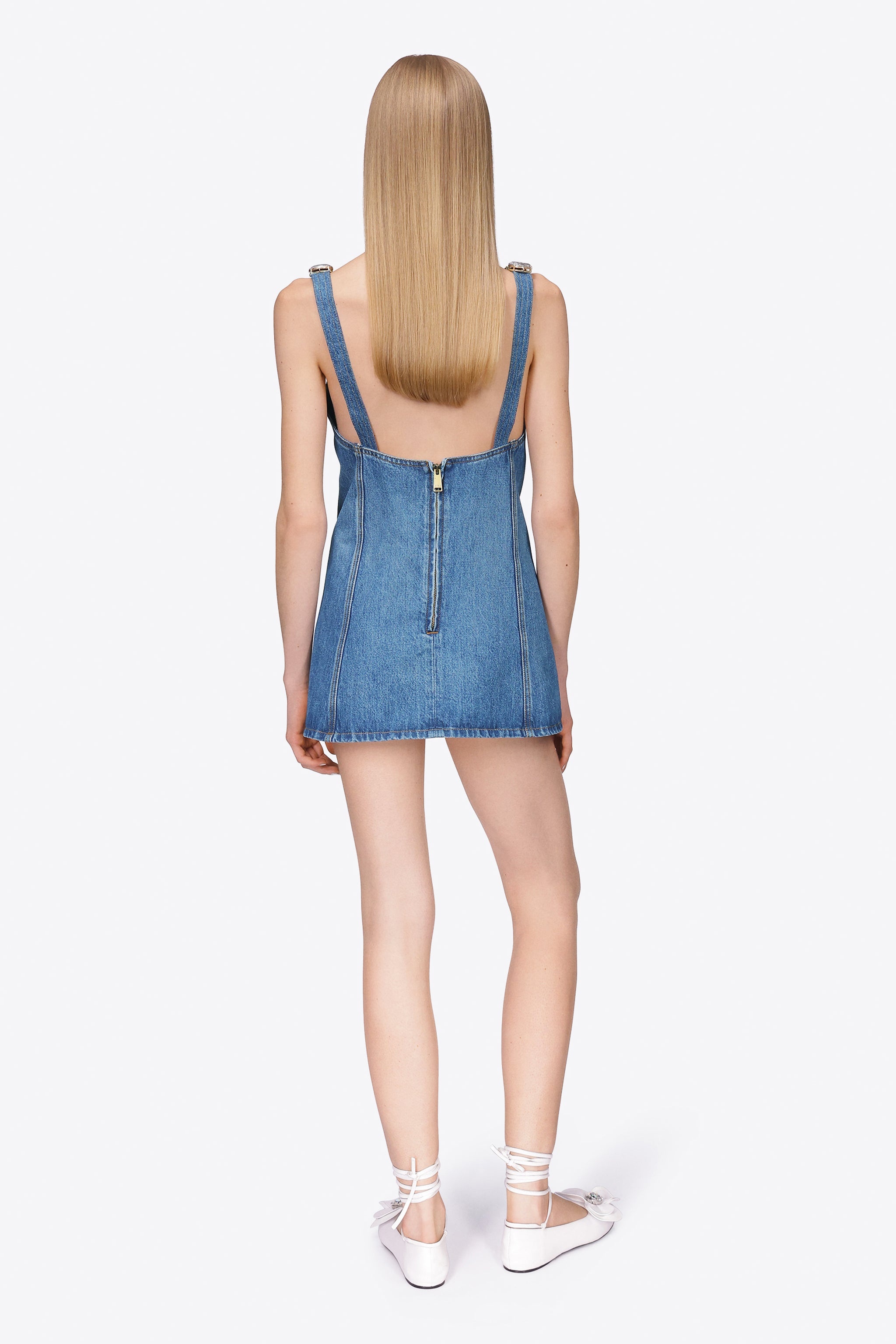 JUMBO CRYSTAL DENIM MINI DRESS - 6