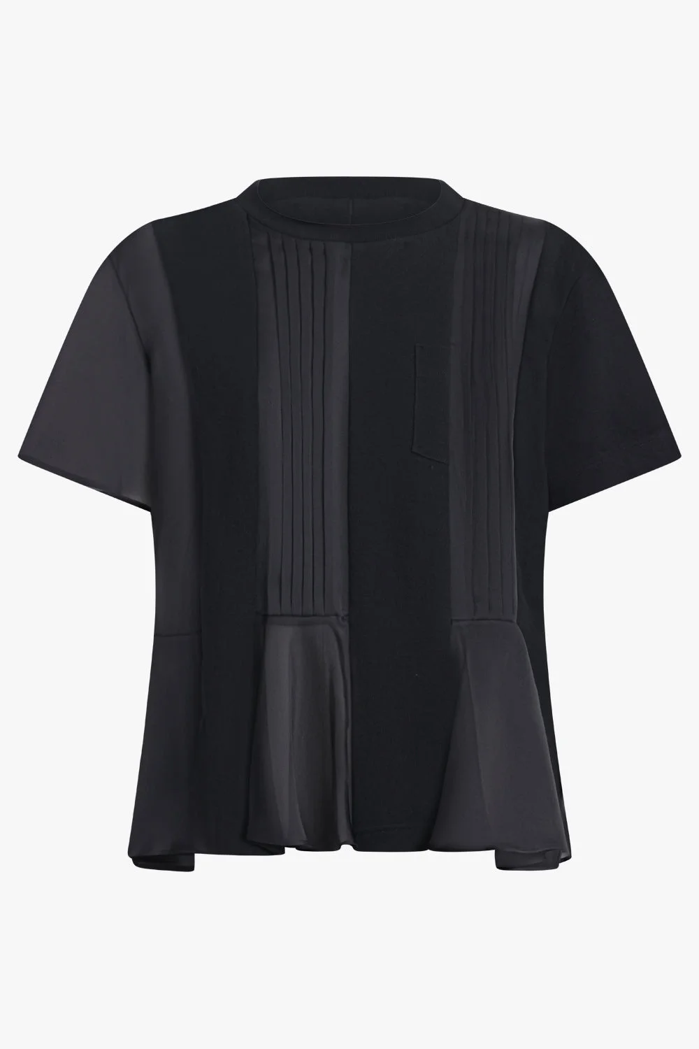 SATIN COTTON JERSEY T-SHIRT | BLACK - 1