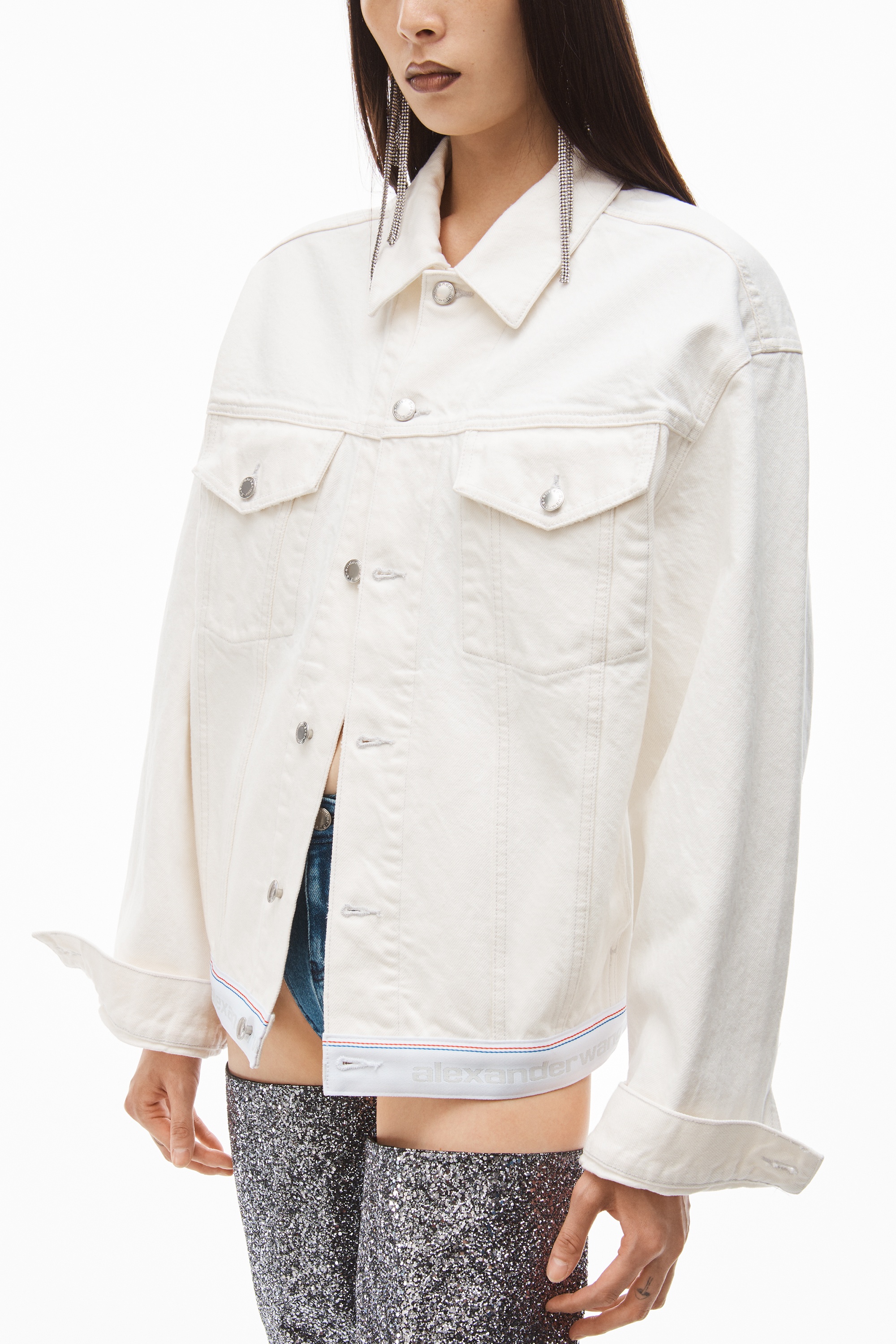 LOGO TRUCKER JACKET IN NATURAL DENIM - 3