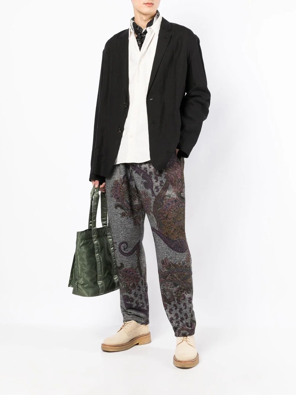 patterned-jacquard straight-leg trousers - 2