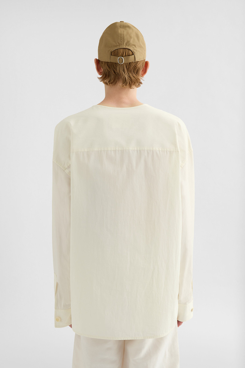 Cotton Poplin V-Neck Shirt 5