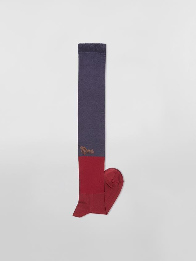 BURGUNDY SHINY VISCOSE SOCK - 2