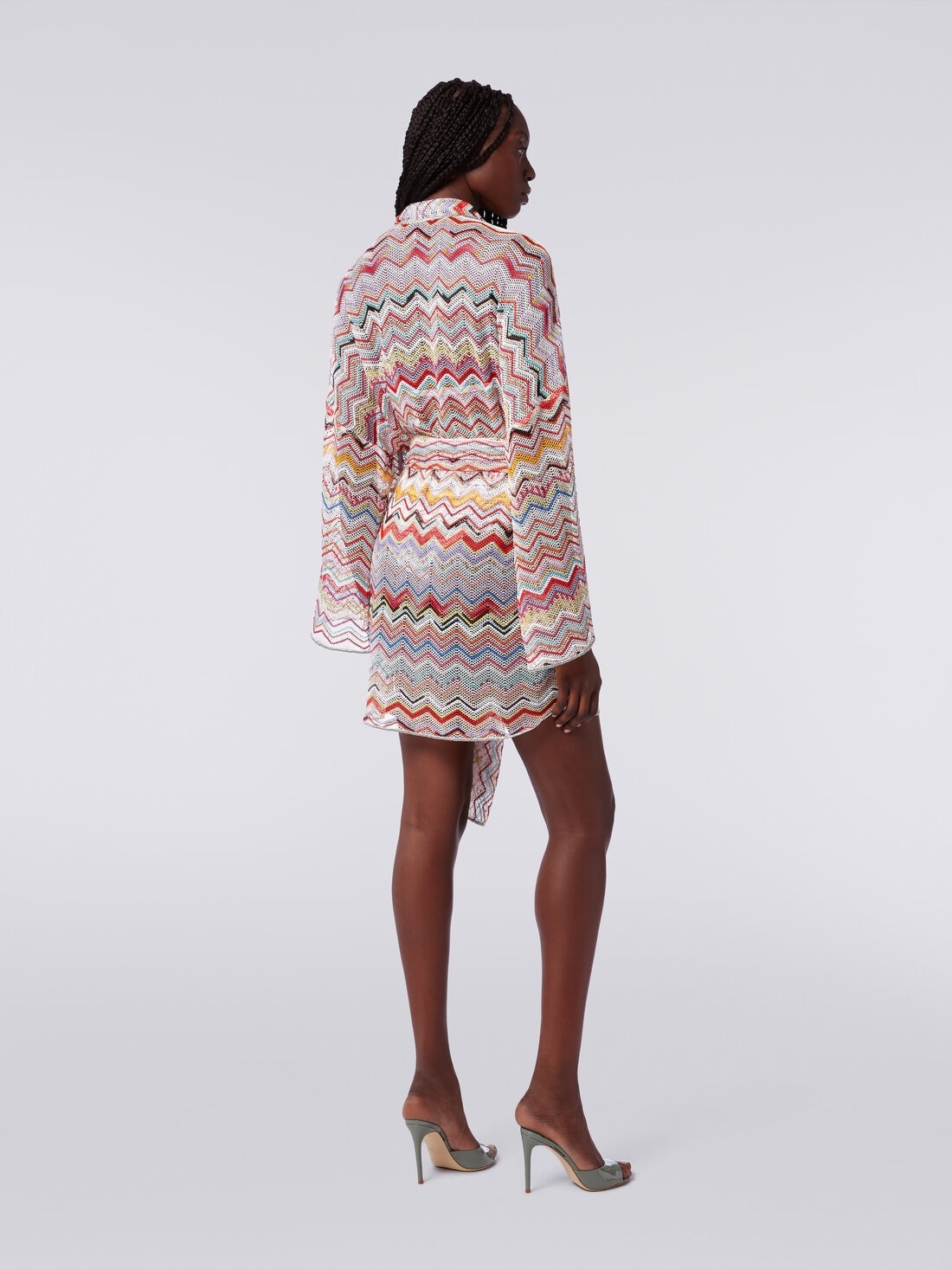 Dressing gown cover up in zigzag crochet with lurex - 4