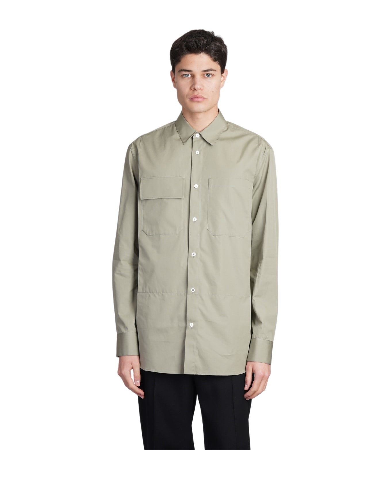Shirt In Khaki Cotton - 1