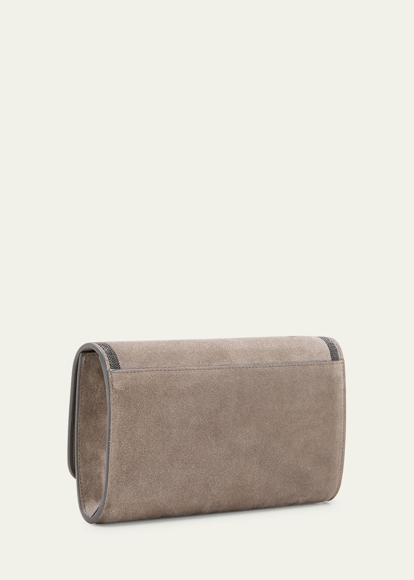 Monili Flap Suede Clutch Bag - 3