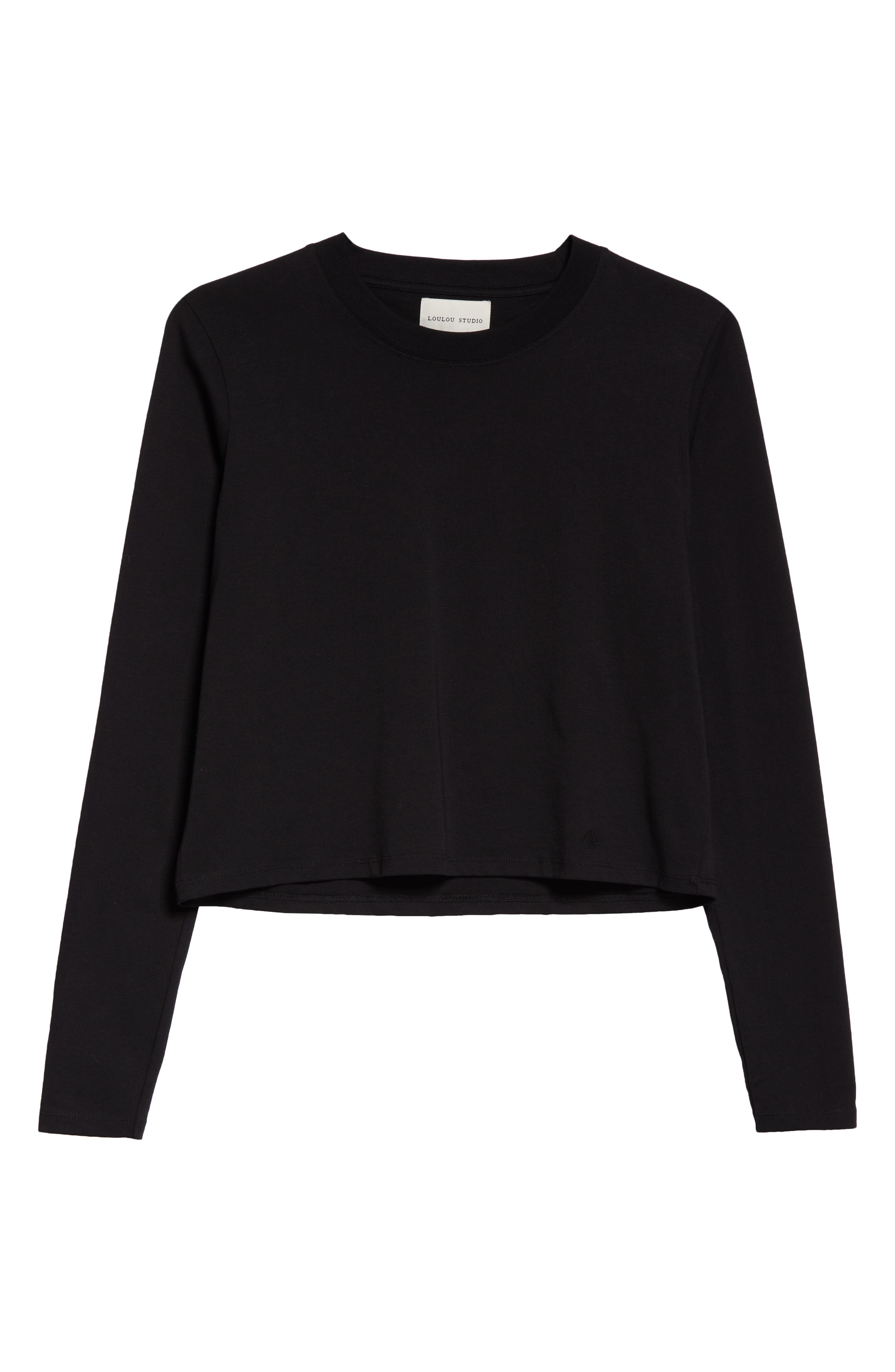 LOULOU DE SAISON Masal Long Sleeve Cotton T-Shirt in Black at Nordstrom - 5