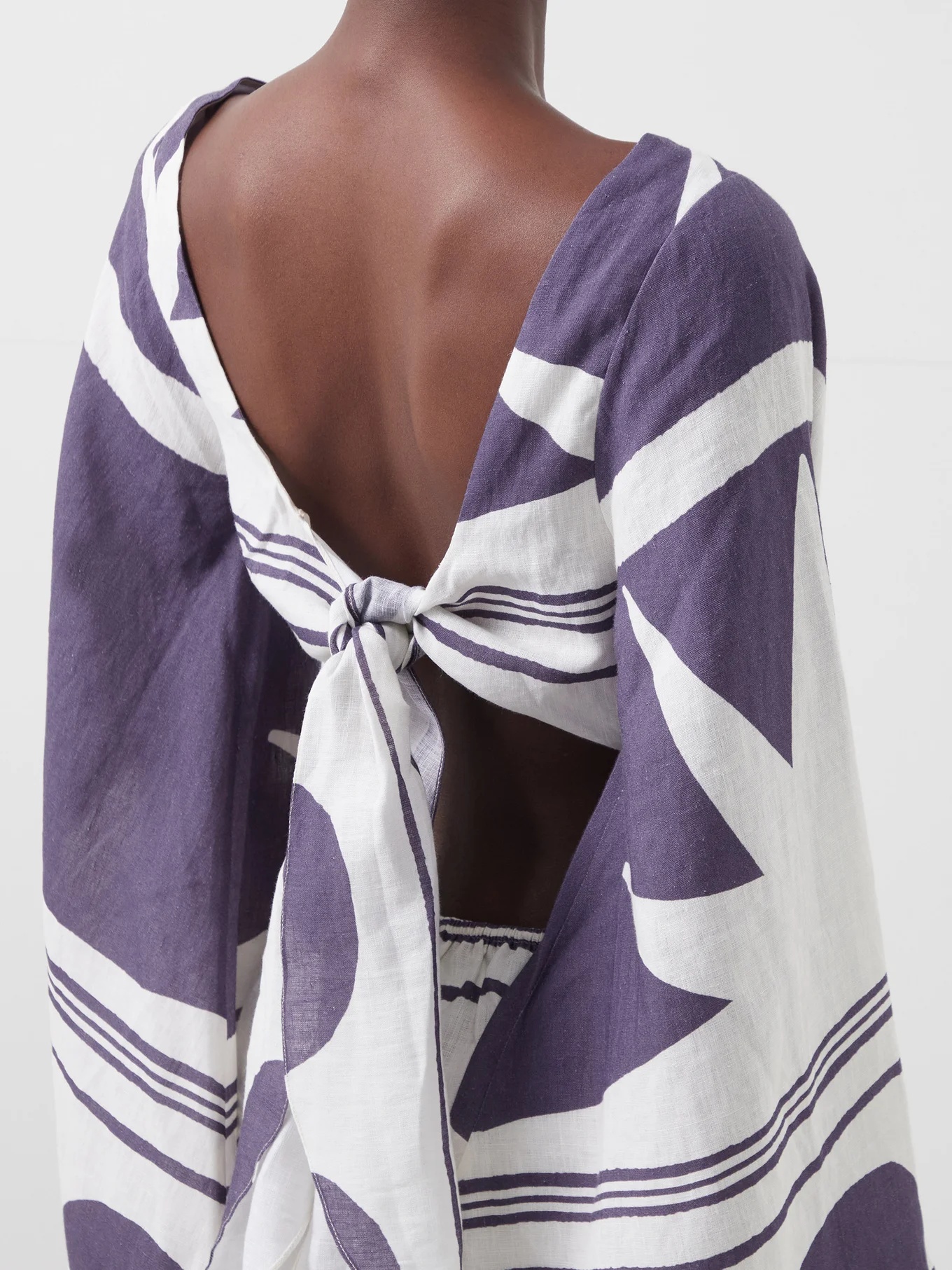 Wave After cut-out print linen mini dress - 4
