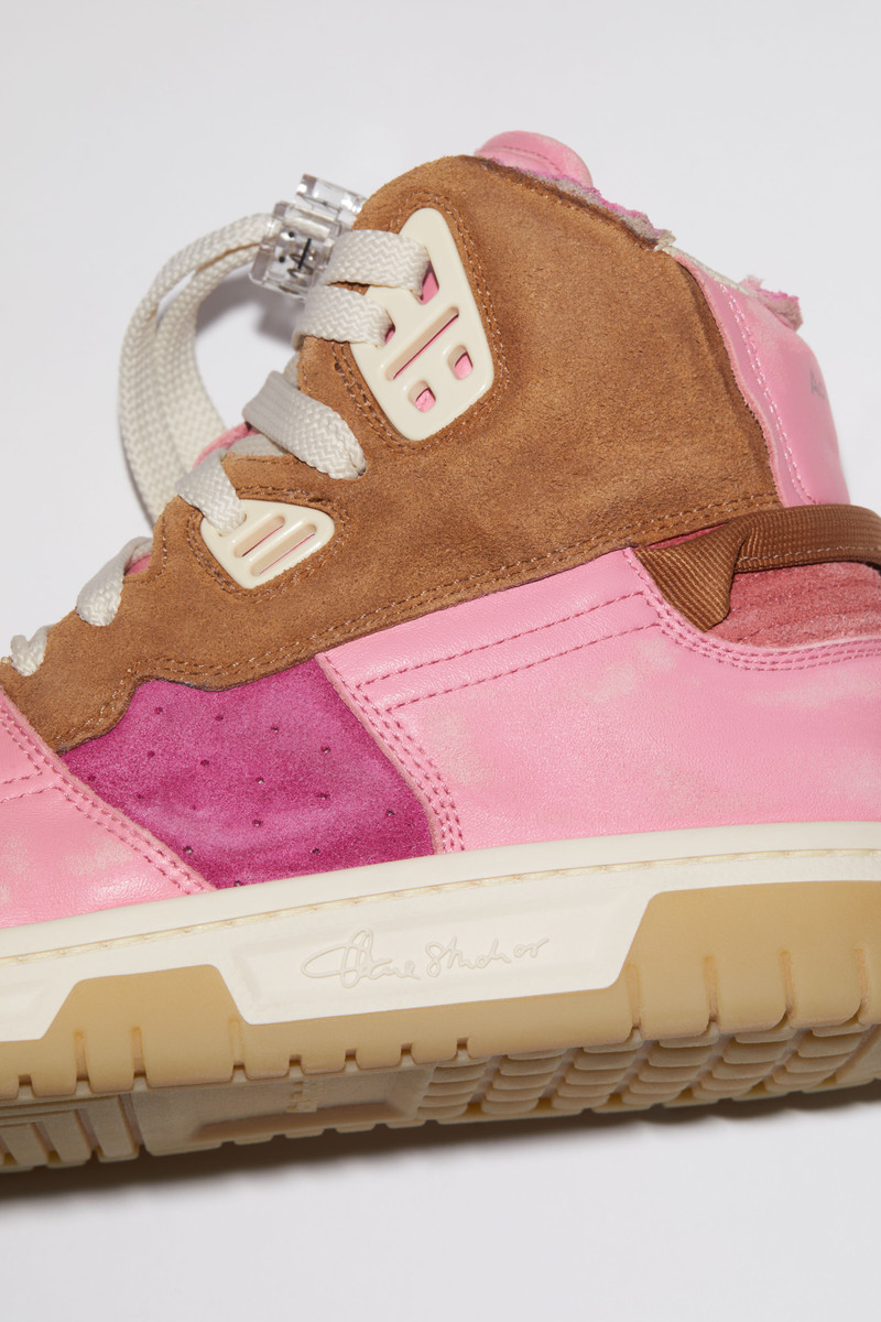 High top leather sneakers - Pink/beige 5