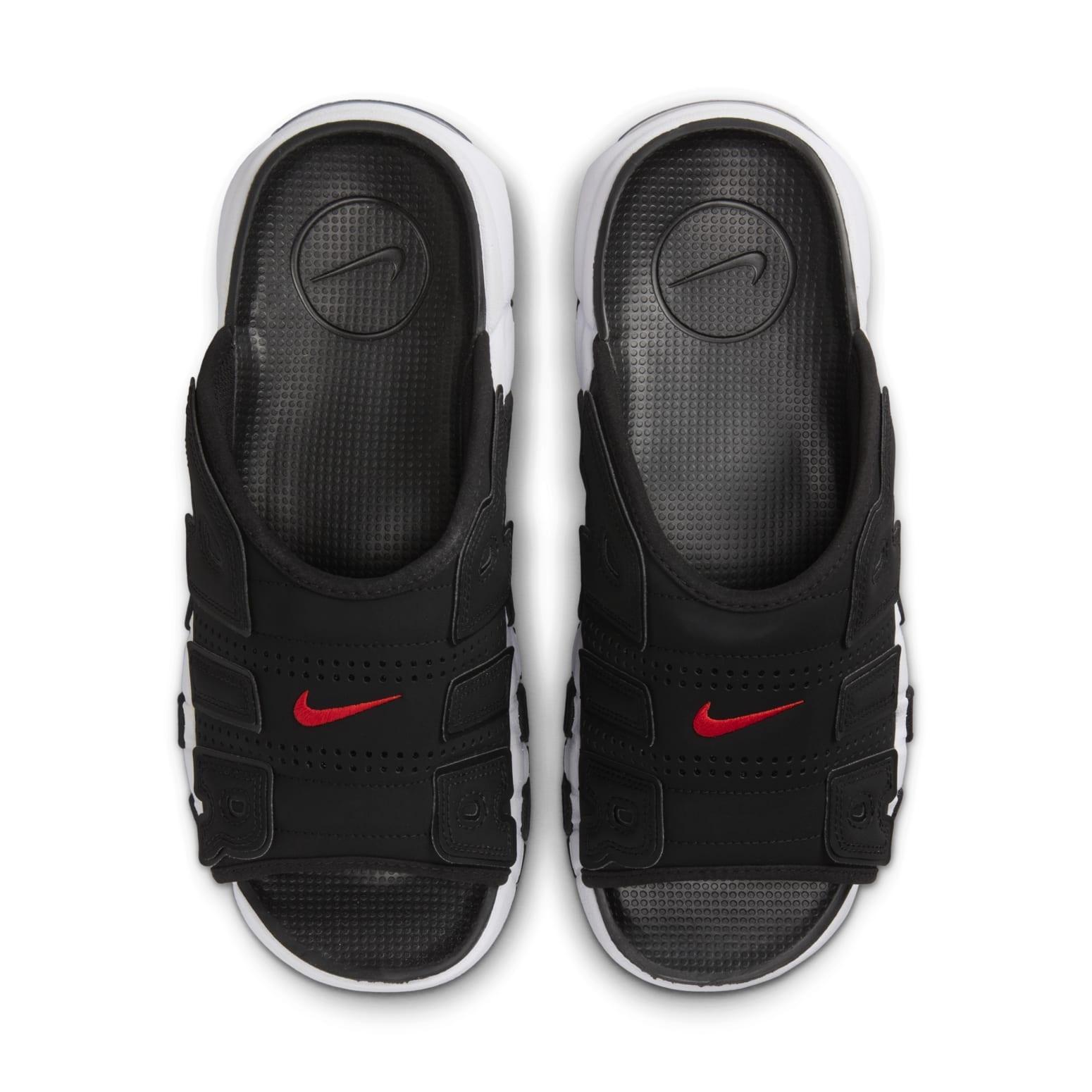 Nike Air More Uptempo Slides 'Black White Red' FJ2707-001 - 4