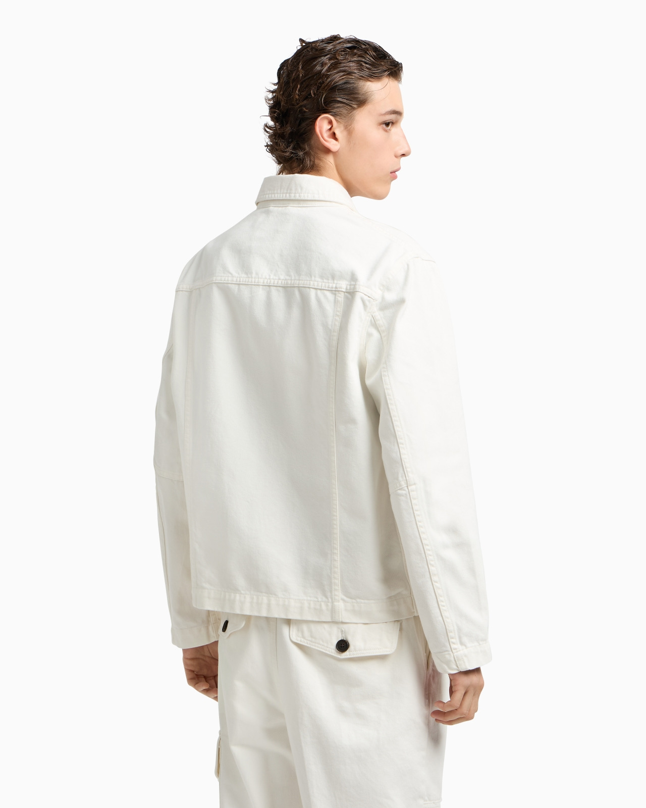 DENIM-EFFECT TWILL JACKET WITH LOGO PATCH - 3