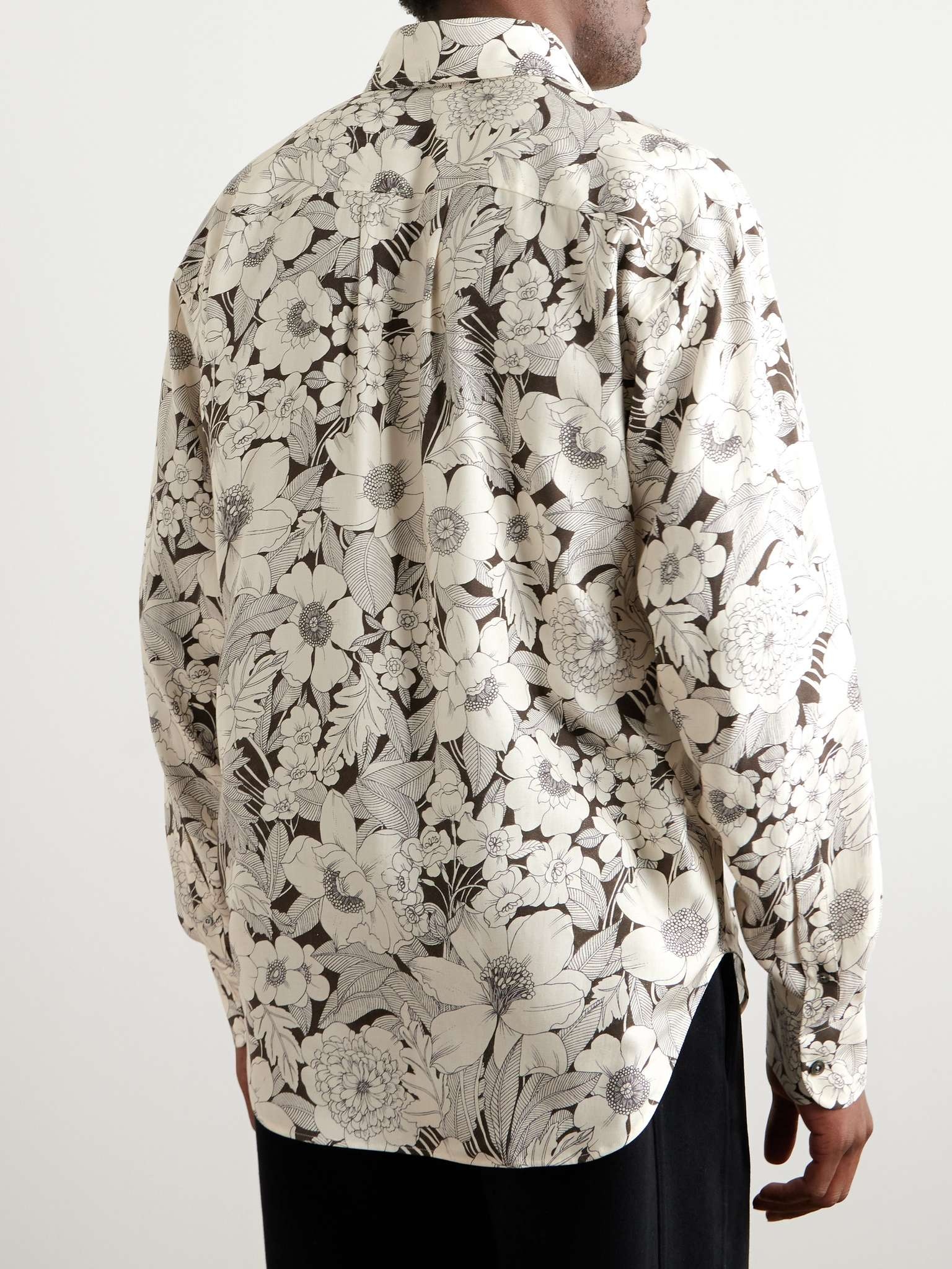 Button-Down Collar Floral-Print Lyocell Shirt - 4
