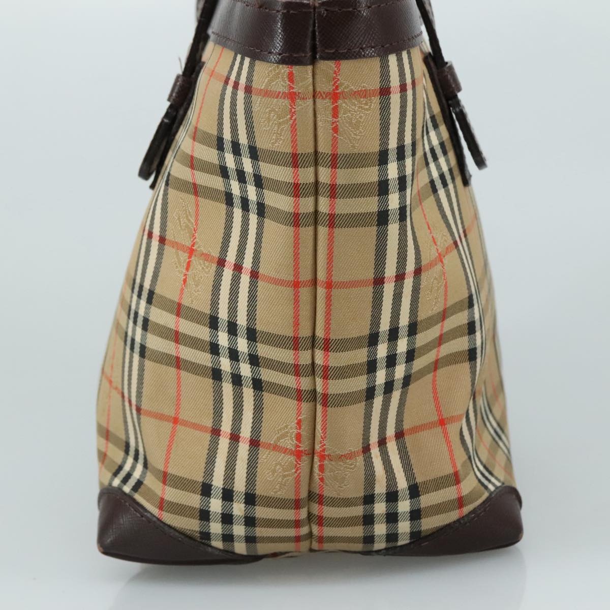 Burberry Nova Check Hand Bag Canvas Leather Beige Brown Silver - 3