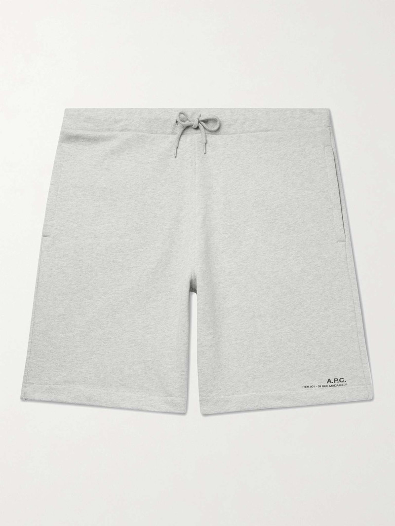 A.P.C. Logo-Print Fleece-Back Cotton-Jersey Drawstring Shorts outlook