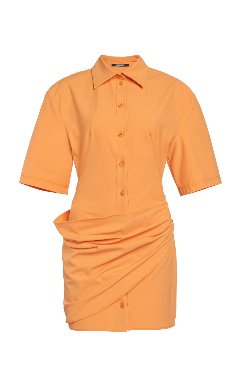 Draped Poplin Mini Shirt Dress orange - 1
