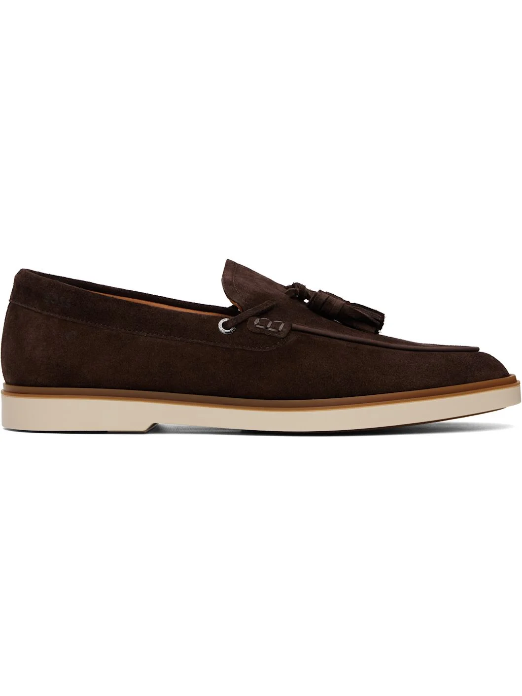 Brown Suede Tassel Trim Loafers - 1