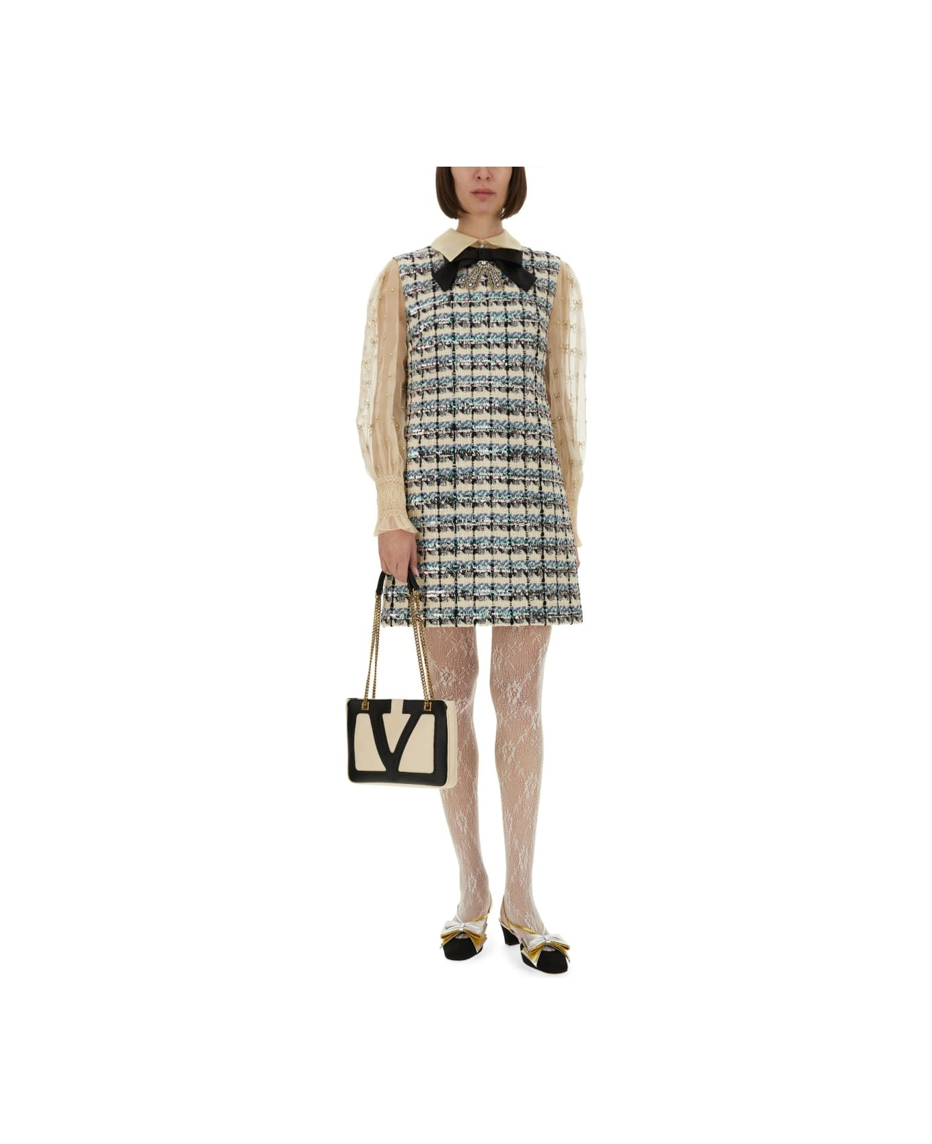 Embroidered Tweed Dress - 2