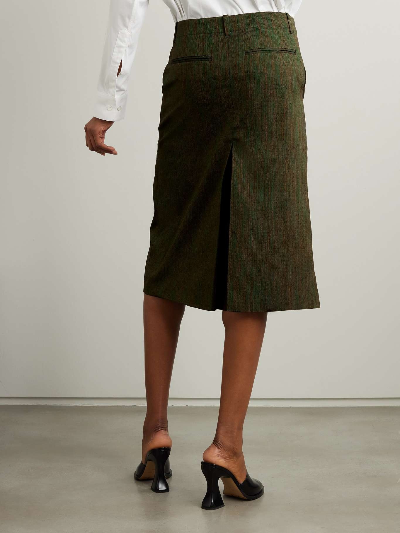 Metallic cotton-blend jacquard midi skirt - 4