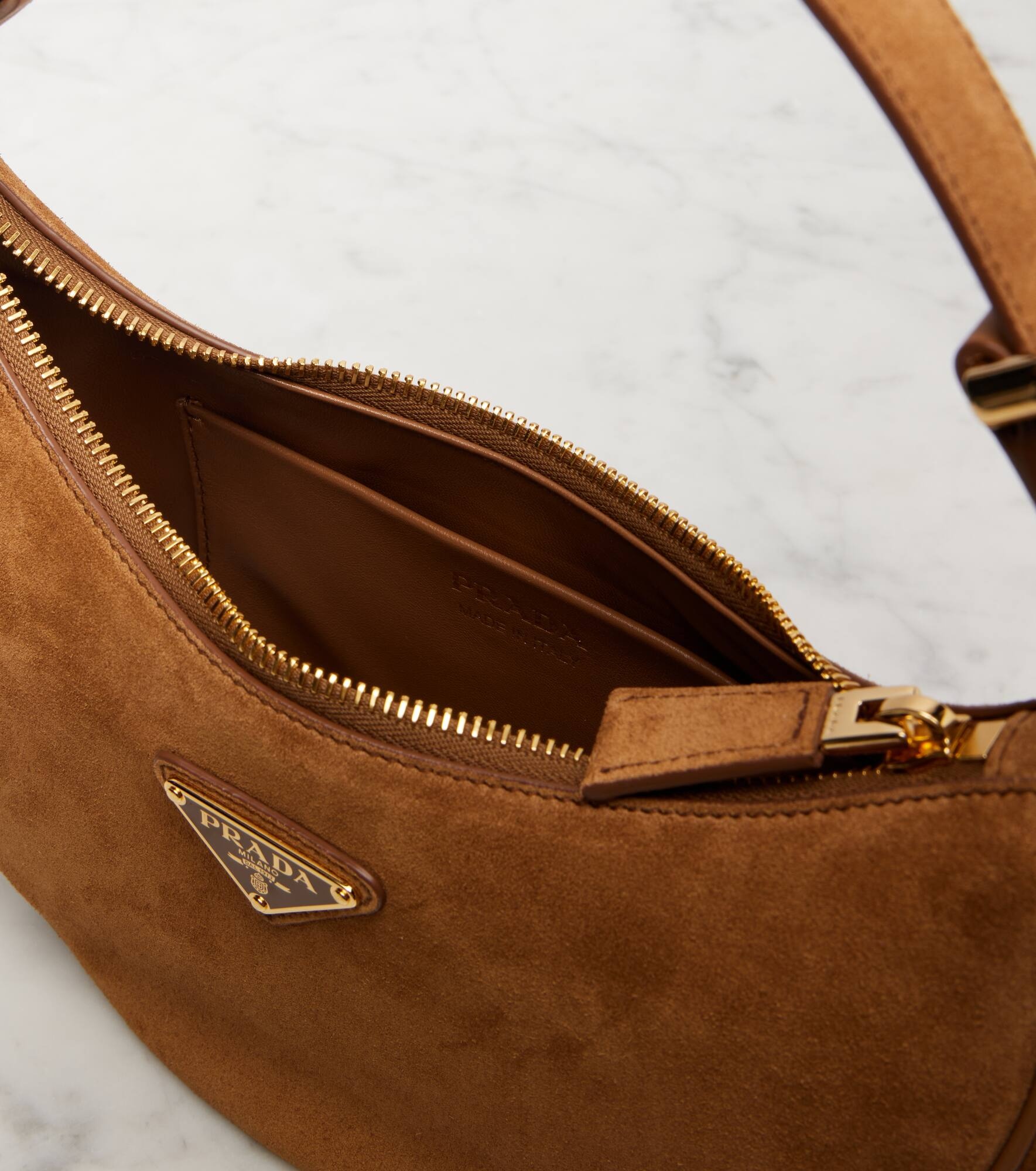 Prada Arqué suede shoulder bag - 3