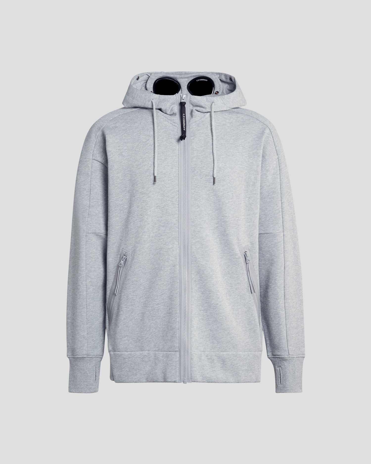 Cp company grey zip hoodie best sale