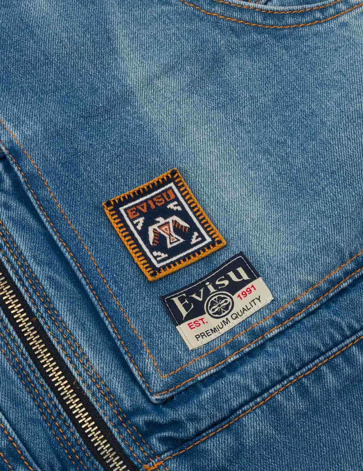 Emboss Kamon Relax Fit Worker Denim Jacket - 7