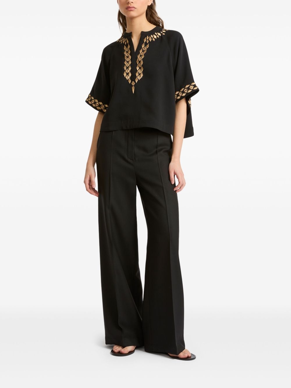 embroidered silk blouse - 2