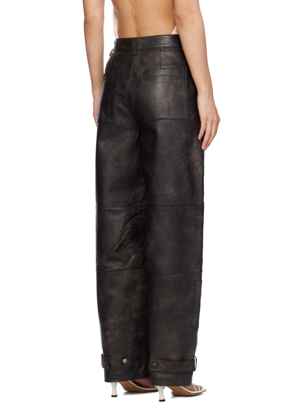 SSENSE Exclusive Brown Leather Pants - 3