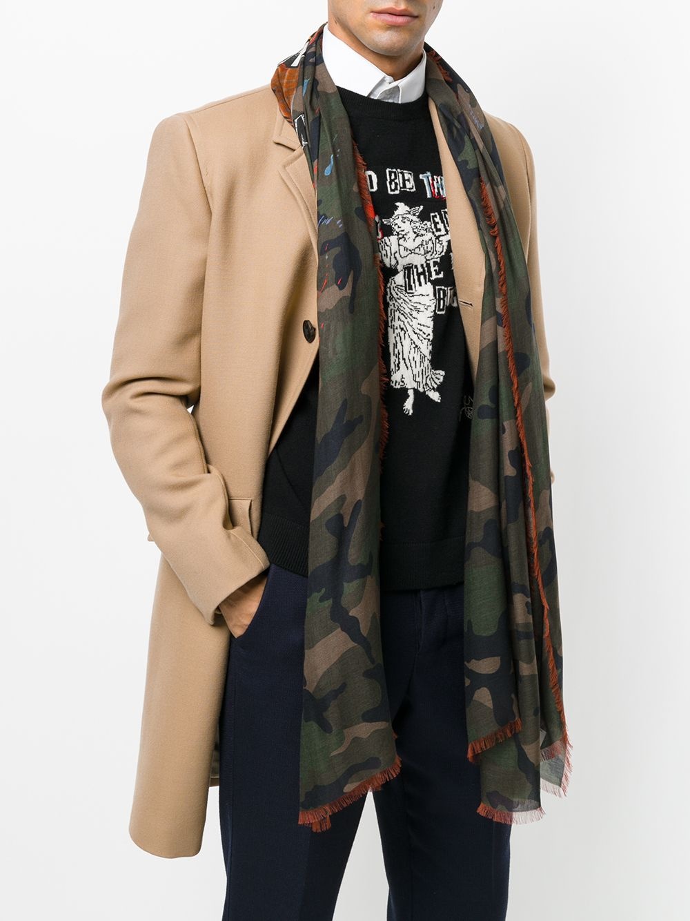 thin camouflage print scarf - 2