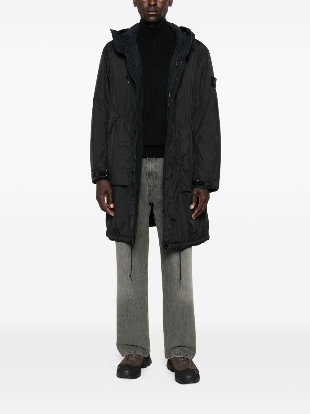 hooded drawstring coat - 2