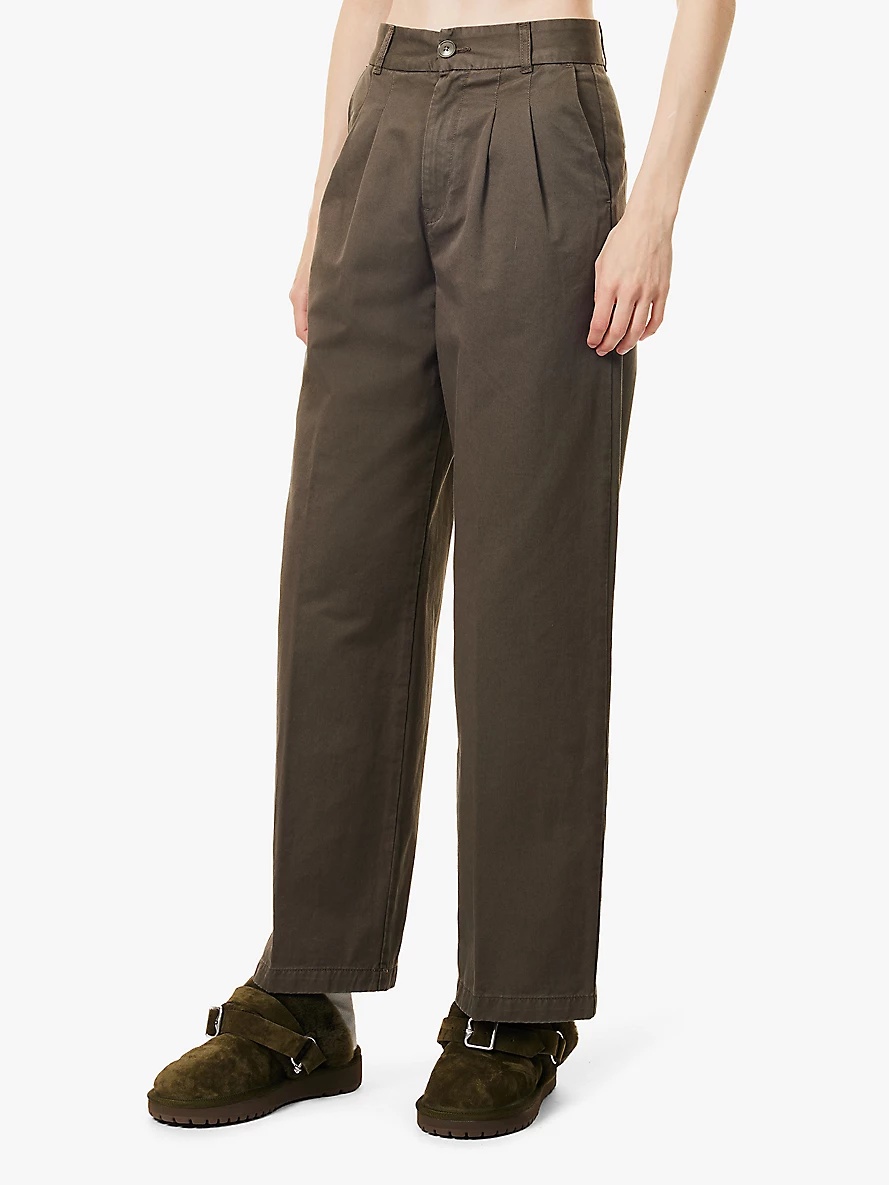 Leola straight-leg mid-rise cotton trousers - 3