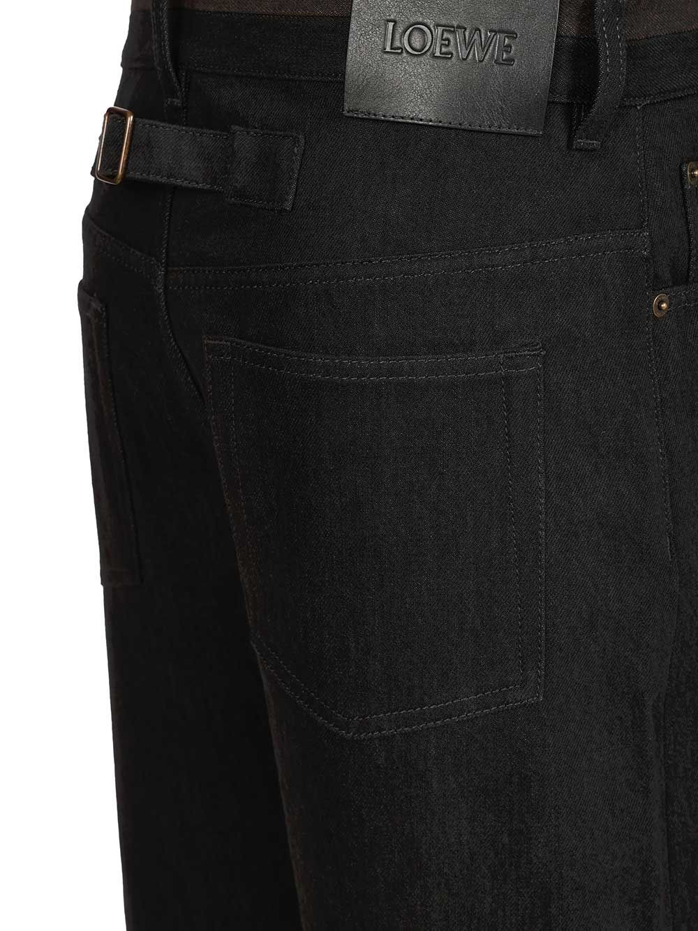 Cuffed Denim Jeans Trousers Black - 5