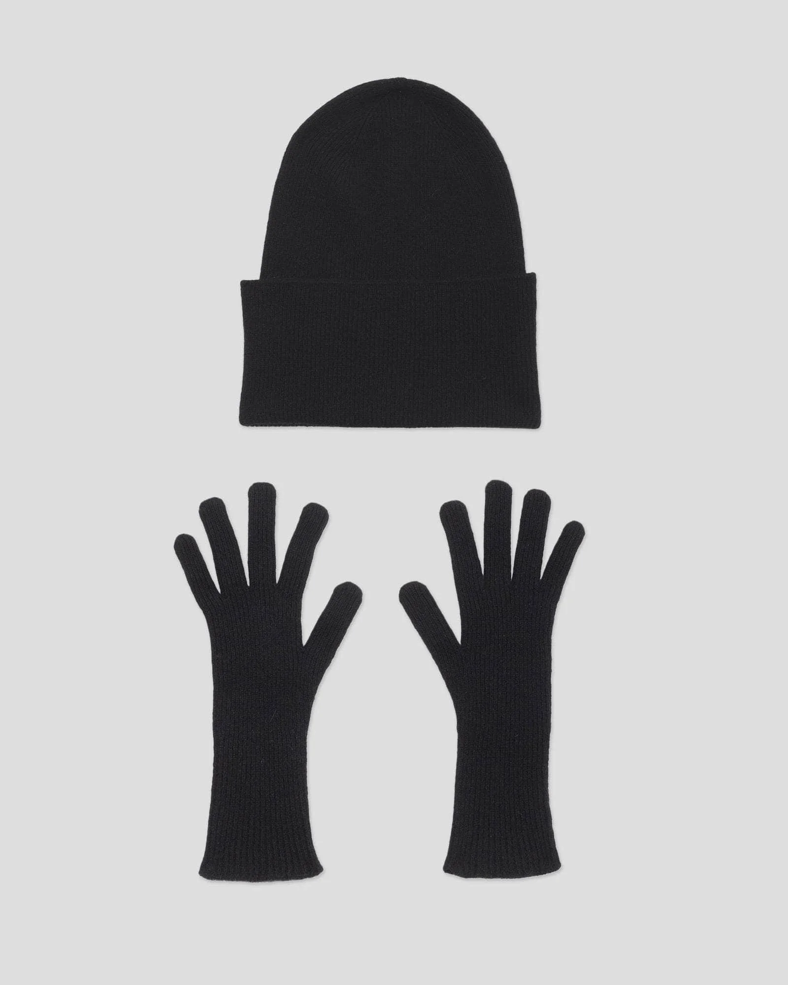 Pack - Whit Beanie & Ribbed Gloves - Recycled Cashmere - 1