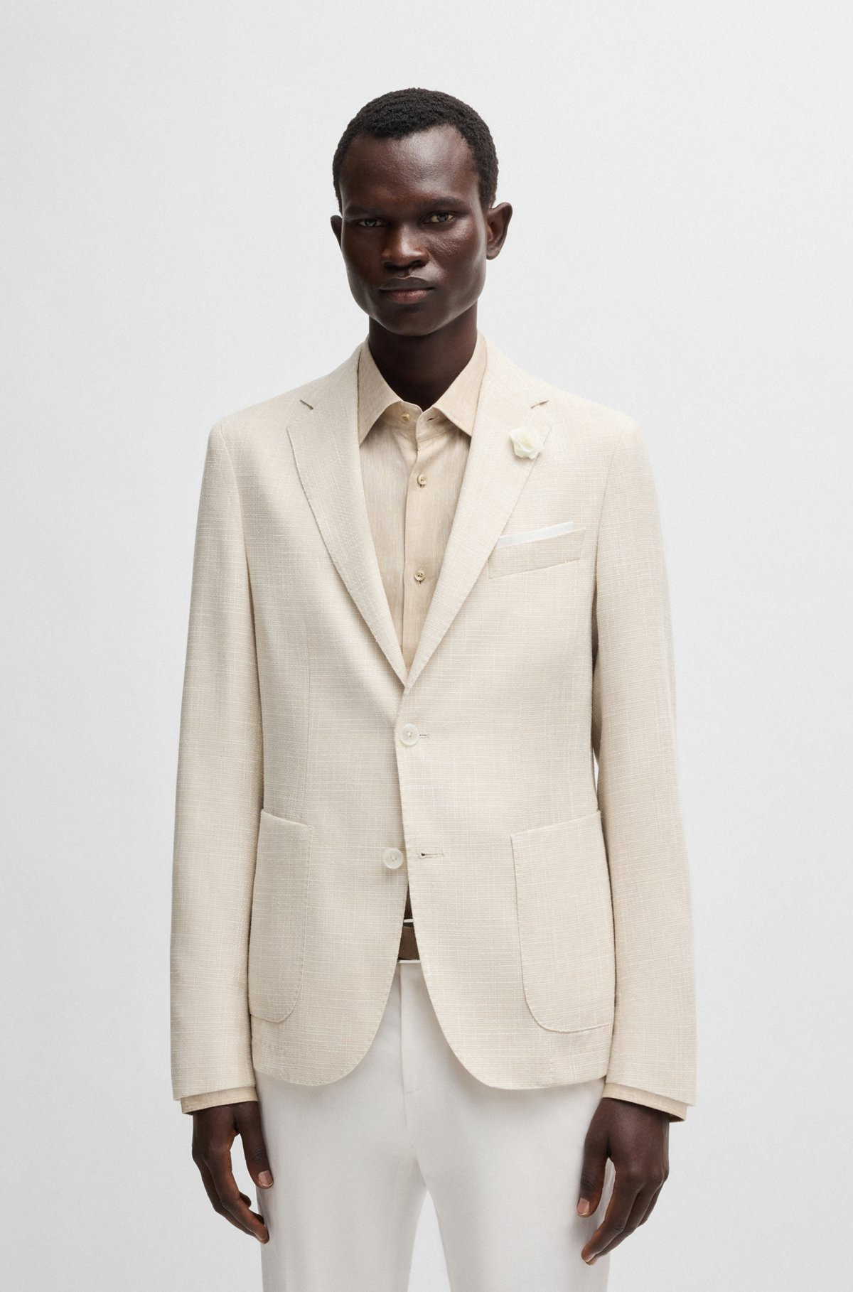 SLIM-FIT BLAZER IN MICRO-PATTERNED FABRIC - 2
