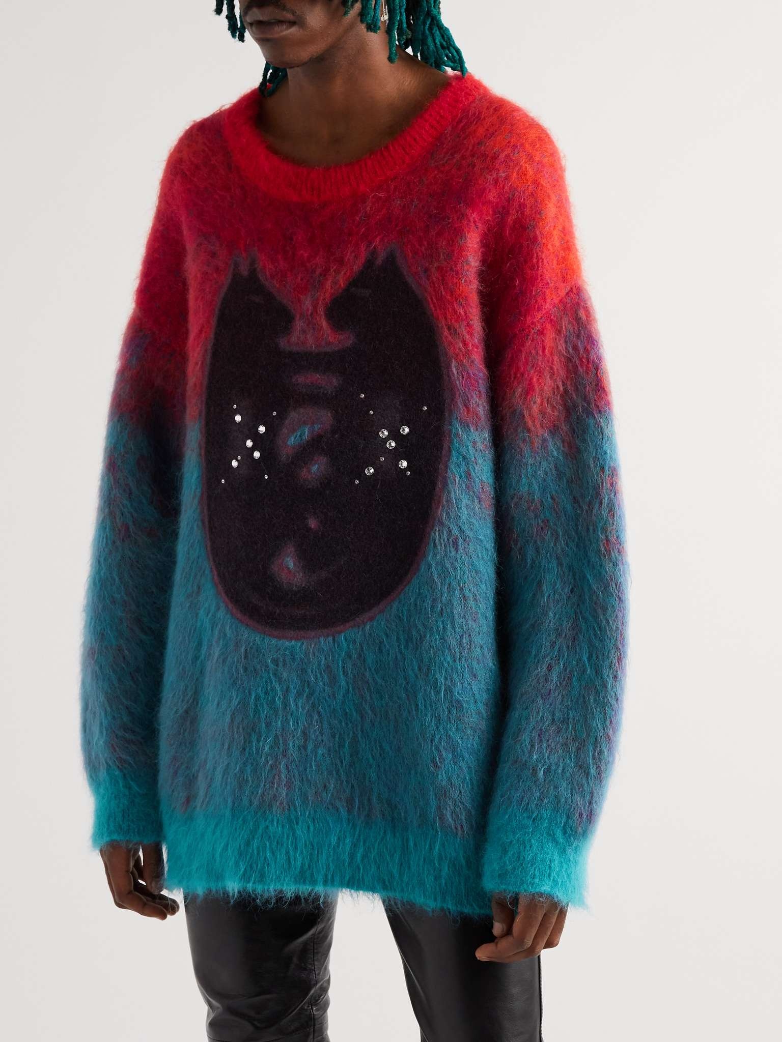 Embellished Appliquéd Dégradé Mohair-Blend Sweater - 4