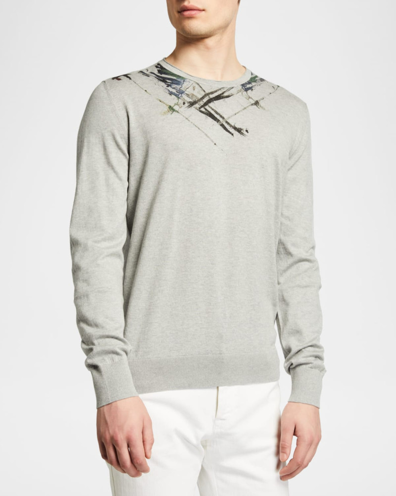 CORNELIANI Men's Crew Sweater with Paint Detail outlook
