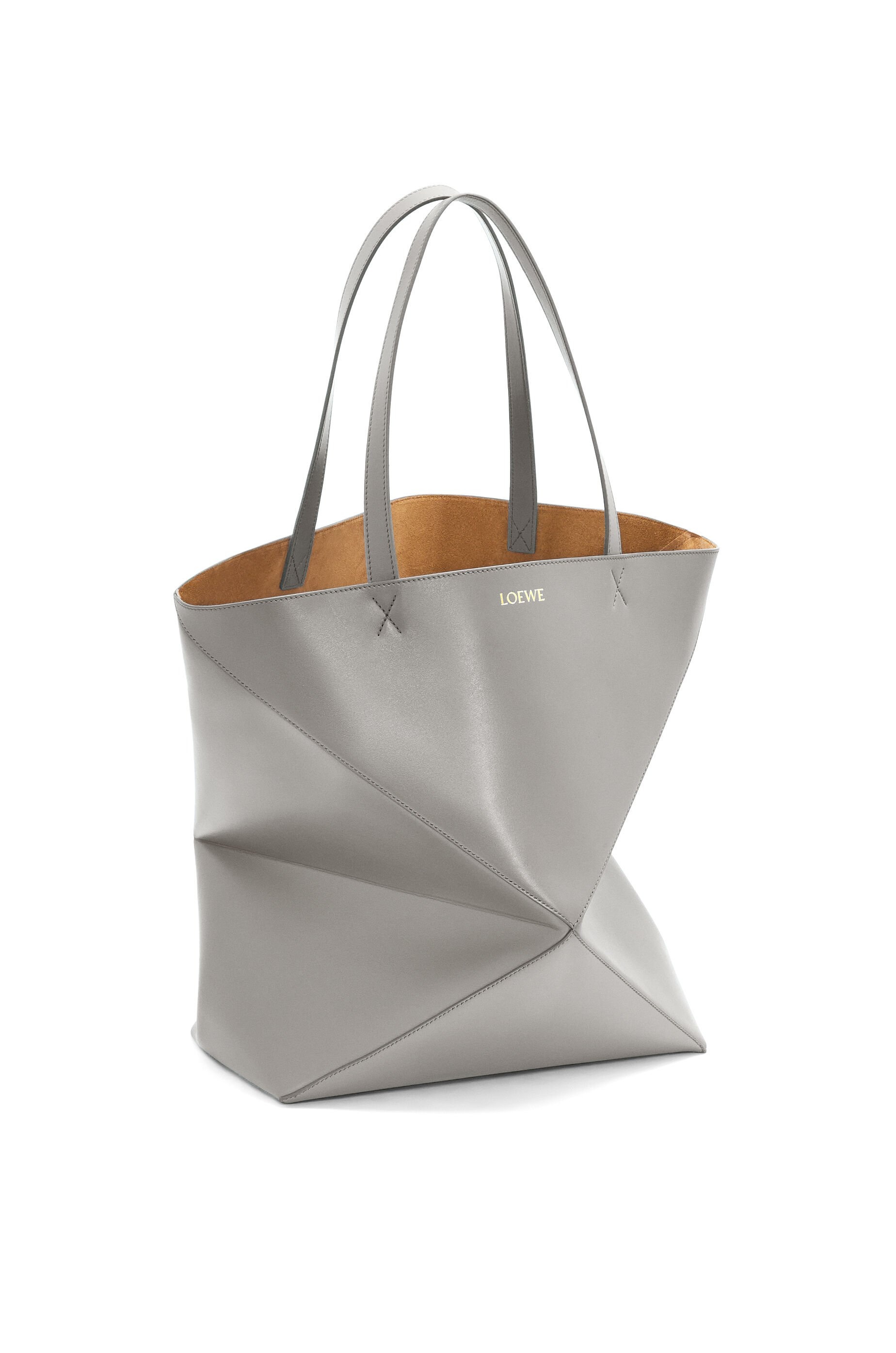 Large Puzzle Fold Tote in shiny calfskin - 3