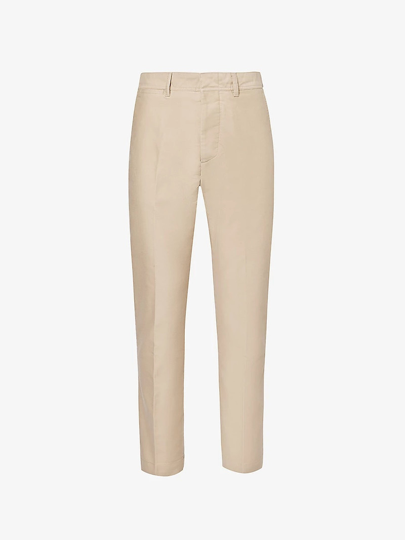 Brushed Straight-Leg Regular-Fit Cotton Trousers 1