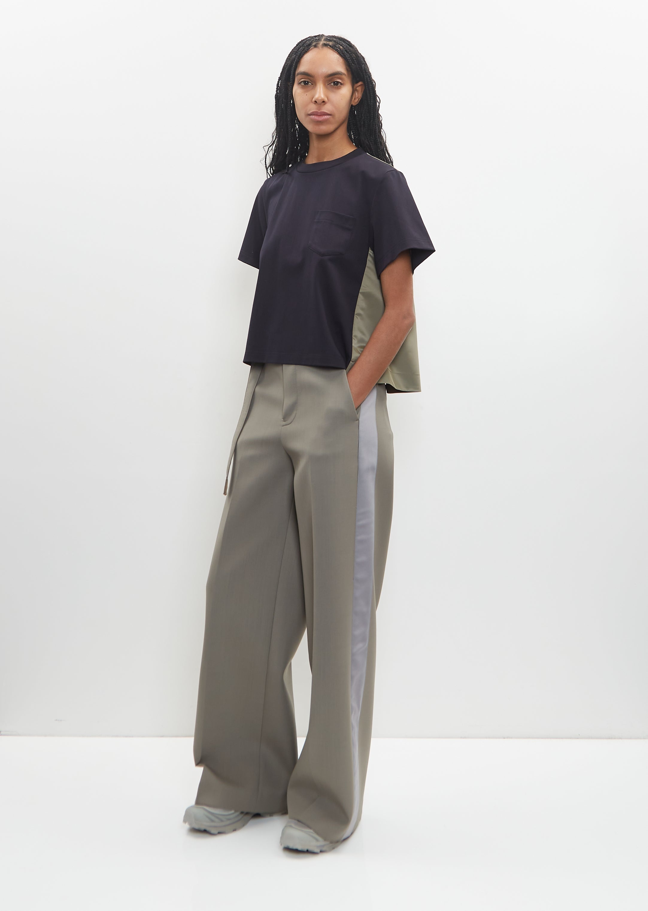 sacai Nylon Twill Cotton Jersey T-Shirt | lagarconne