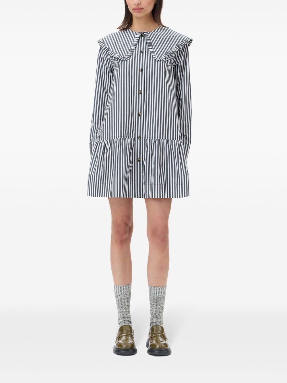 striped cotton shirt dress - 2