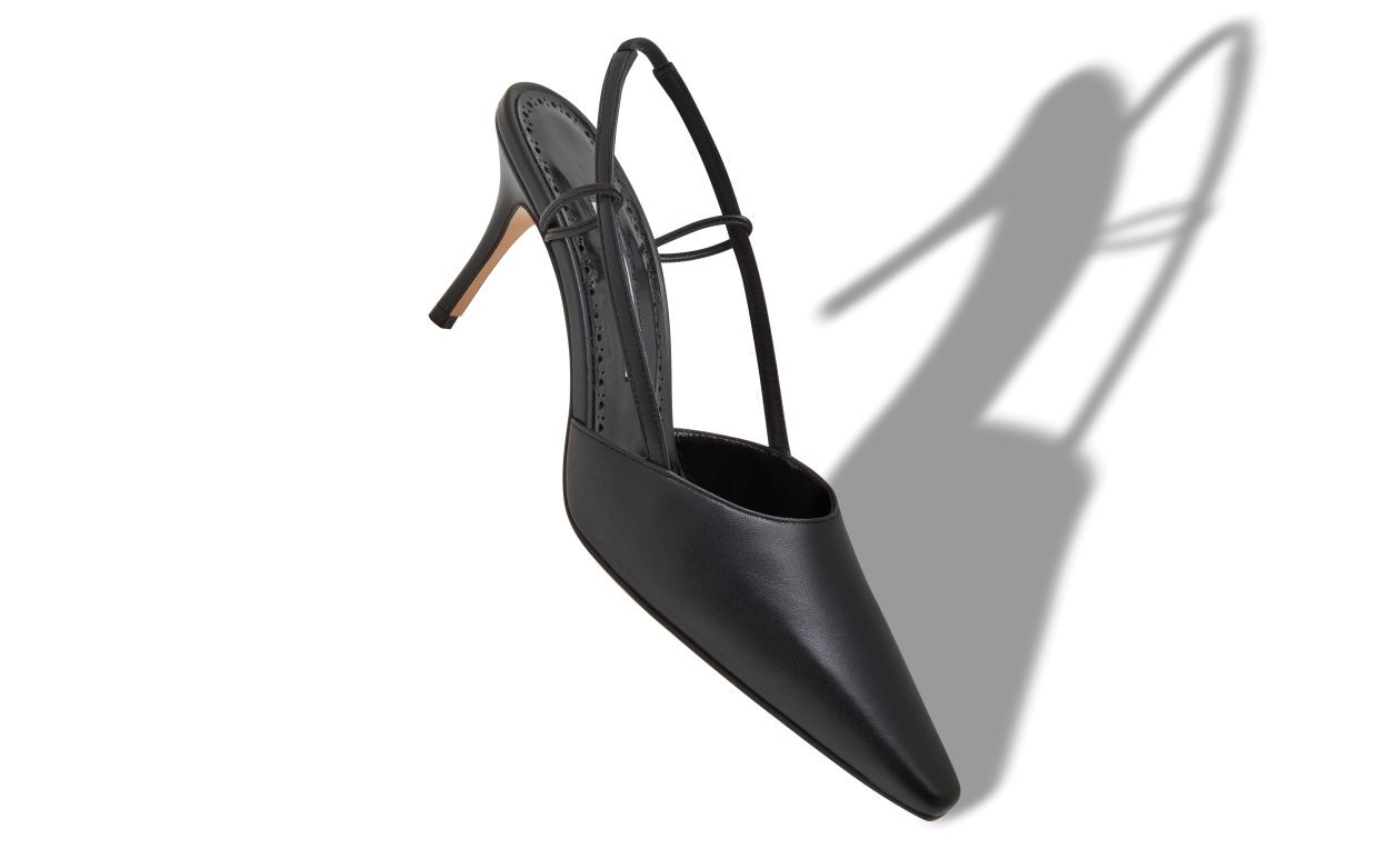 Black Nappa Leather Slingback Pumps - 2