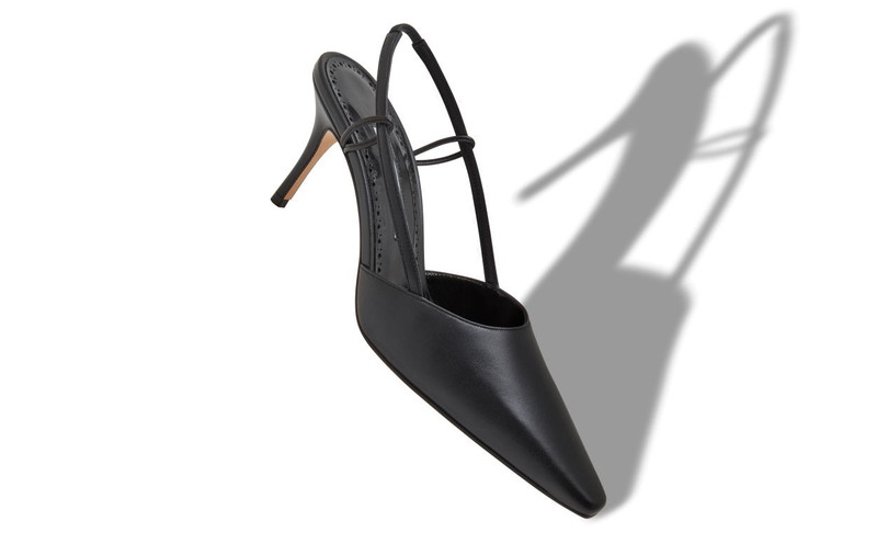Manolo Blahnik Black Nappa Leather Slingback Pumps outlook