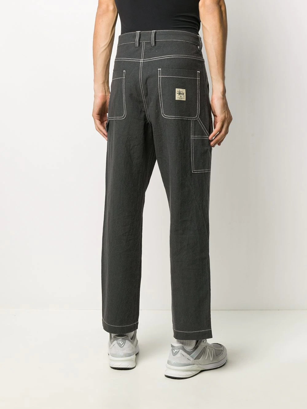 solid linen work pants - 4