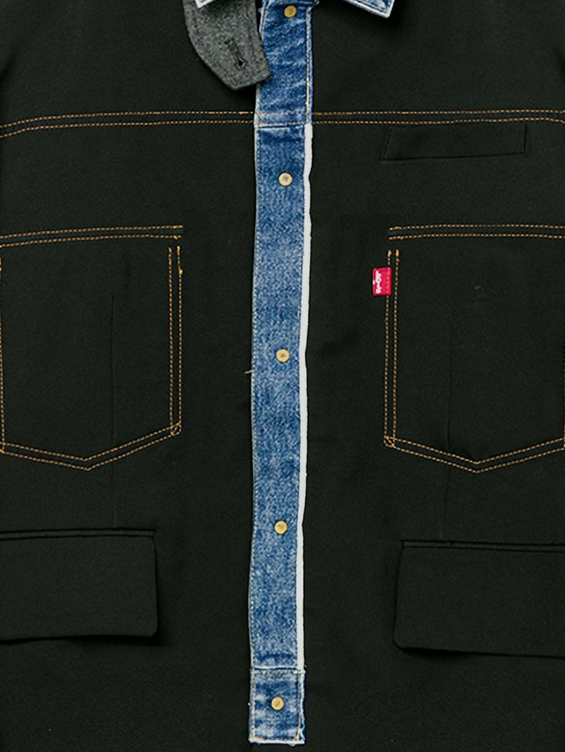 sacai denim-panelled jacket outlook