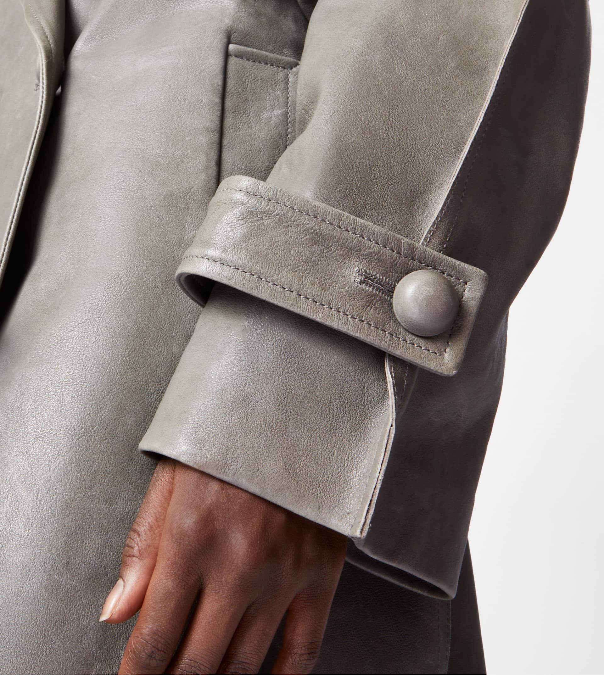 TRENCH COAT IN LEATHER - GREY - 5