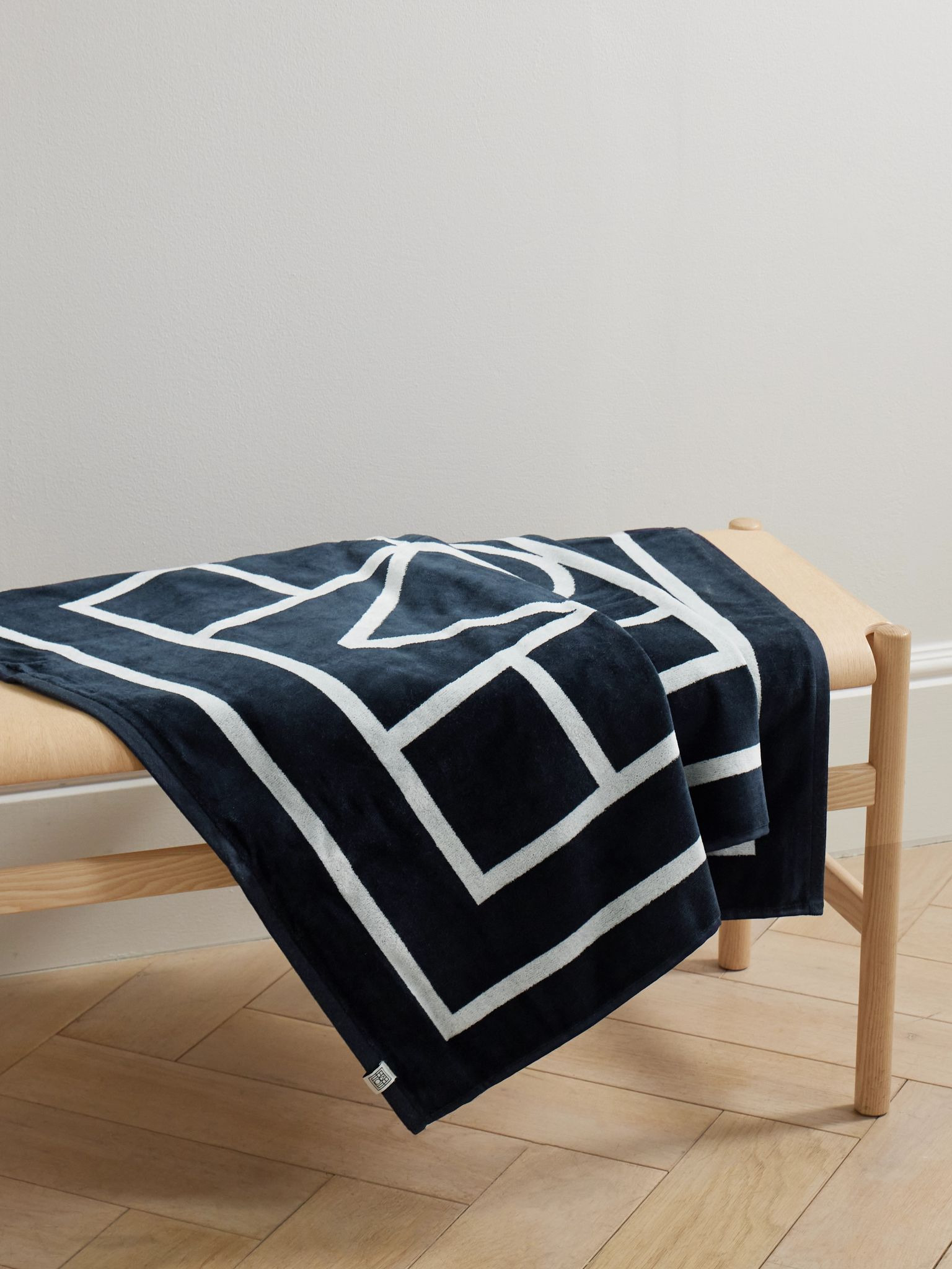 Cotton-terry jacquard beach towel Navy - 1