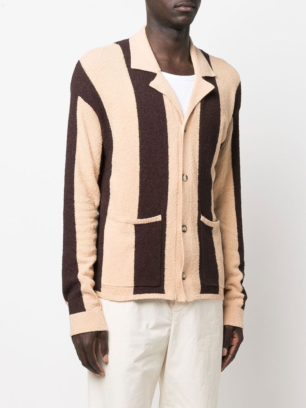 stripe-print notched-collar cardigan - 3