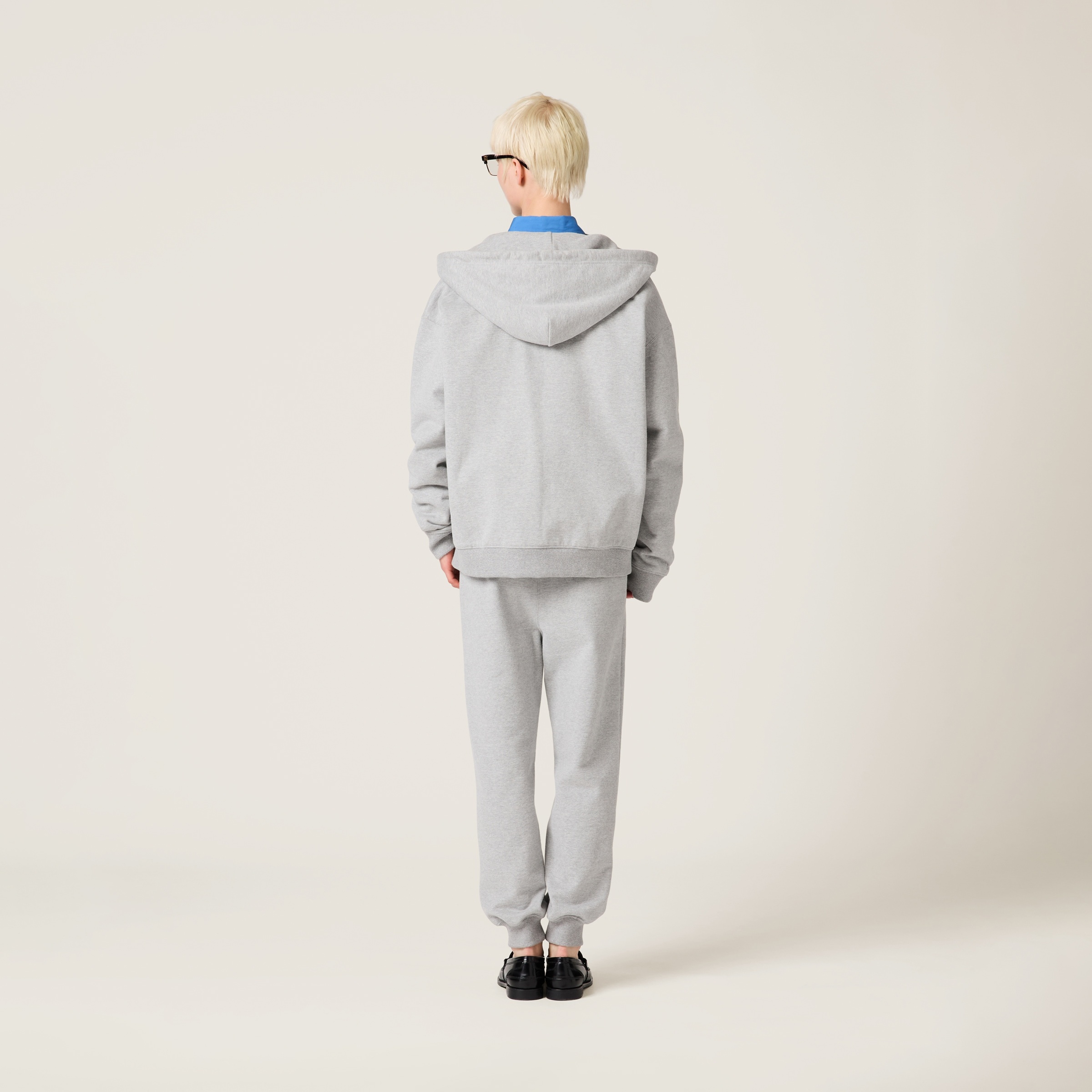 Cotton fleece pants with leather trim - 3