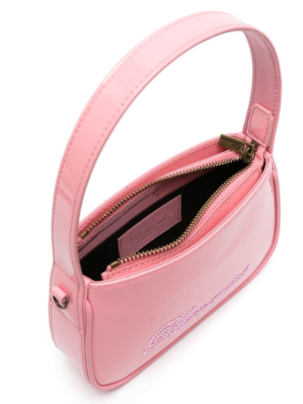 rhinestoned leather shoulder bag - 5