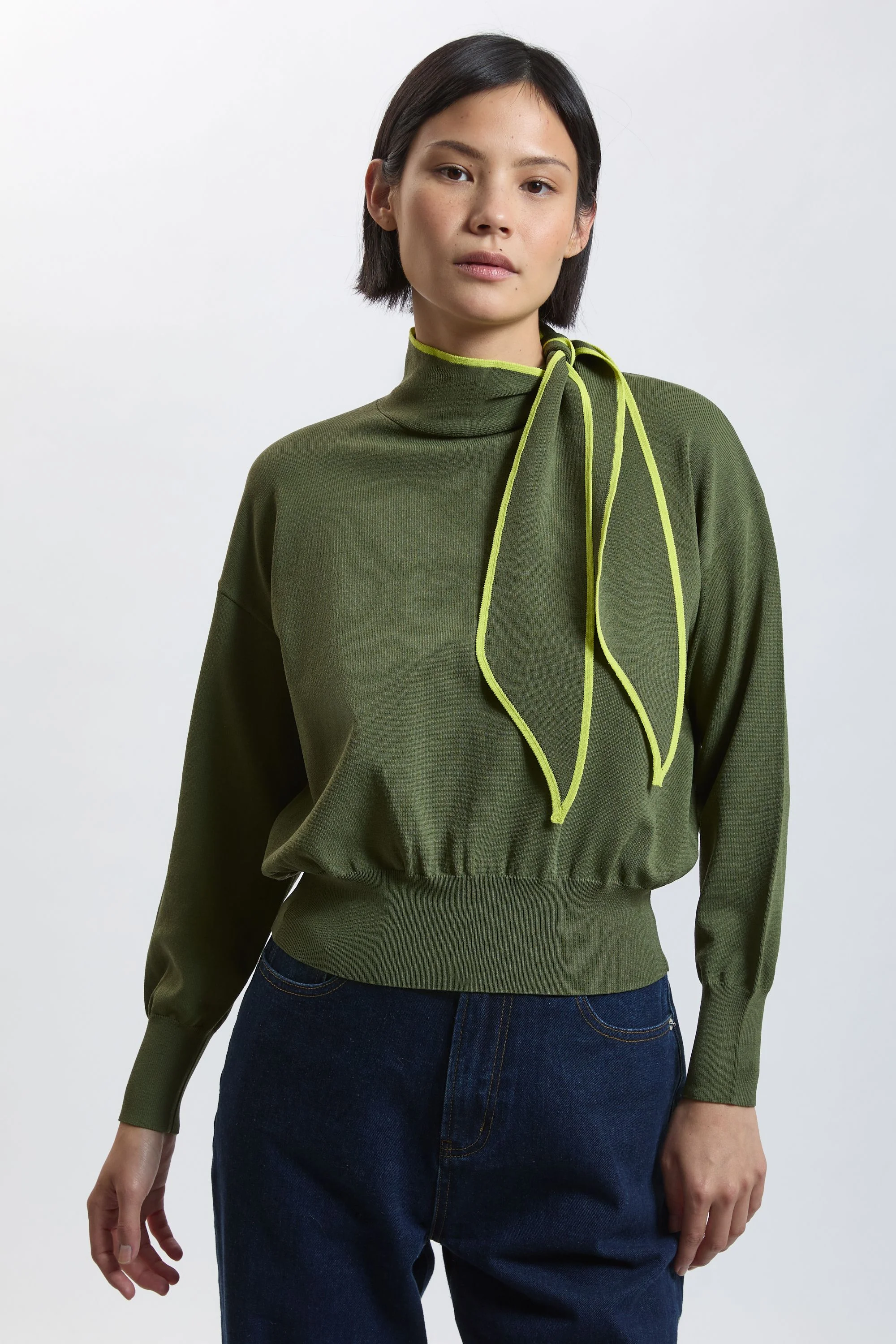 Petite Knitted Viscose Necktie Jumper - 1