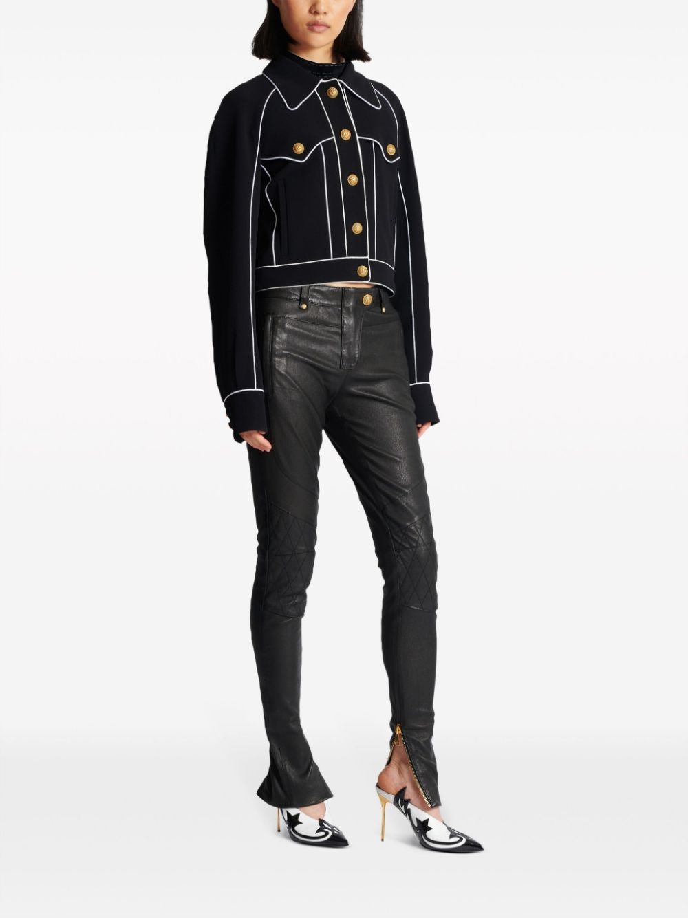 logo-embroidered Western jacket - 3