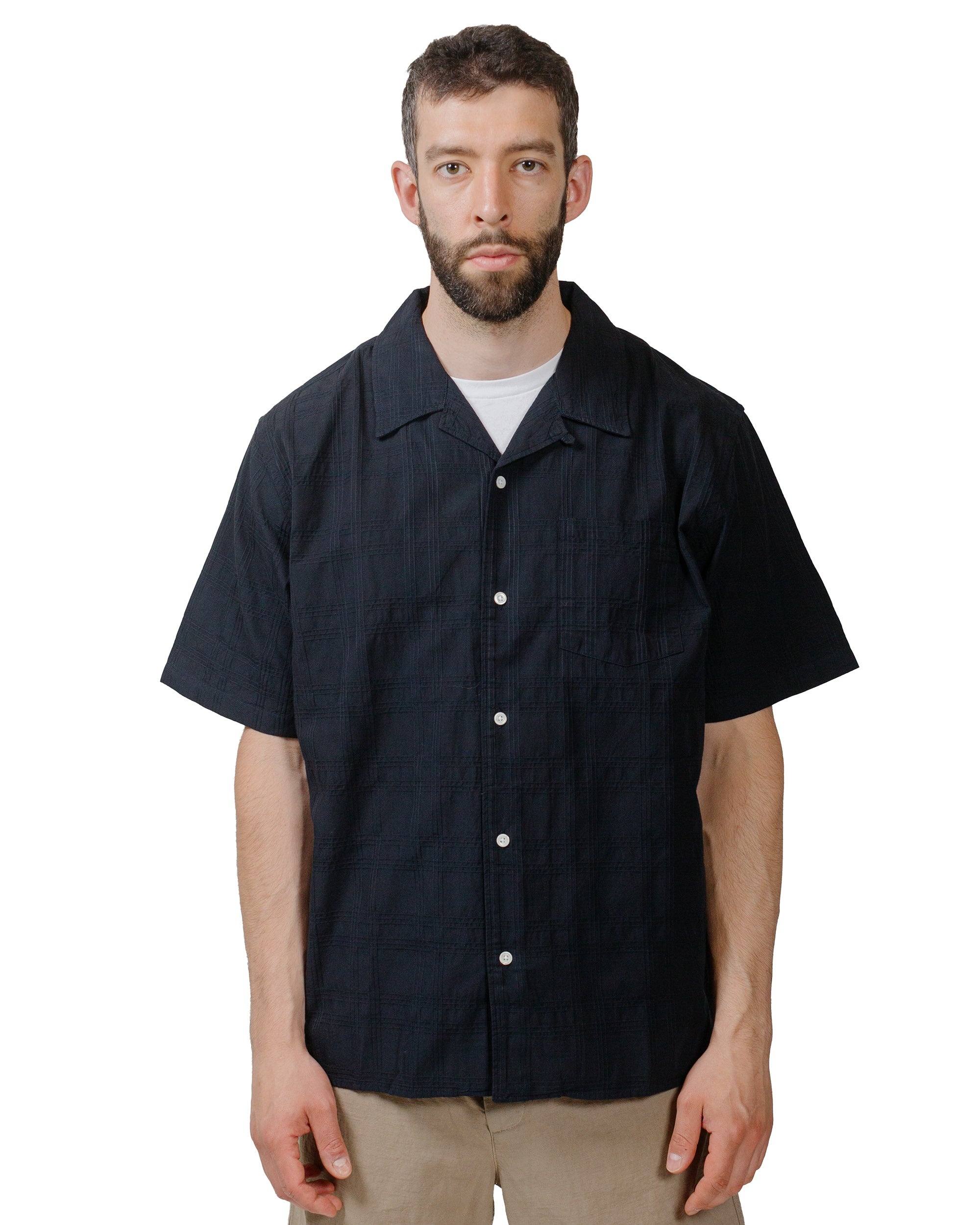 Carsten Relaxed Dobby Check Shirt Dark Navy - 2